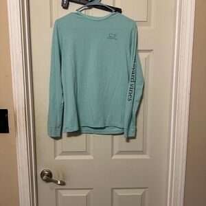 Vineyard Vines Mint and White Striped Long Sleeve Tee